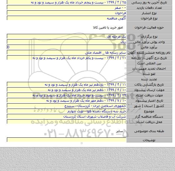 خرید سه دستگاه دمنده هوا - نوبت چهارم