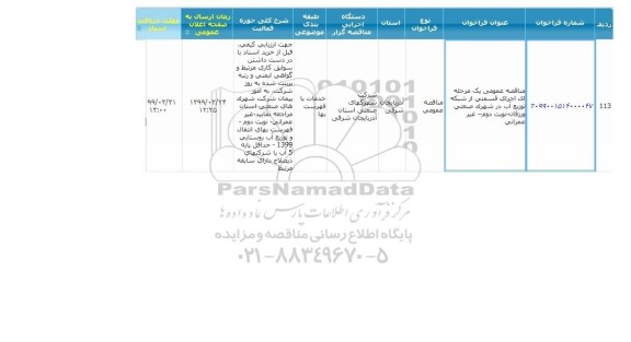مناقصه اجرای قسمتی از شبکه توزیع آب در شهرک صنعتی - نوبت دوم