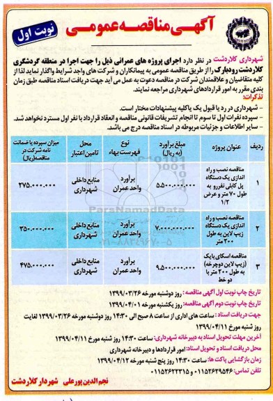 مناقصه ، مناقصه نصب و راه اندازی یک دستگاه پل کابلی ...