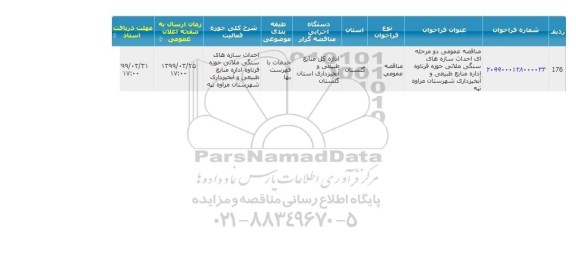 مناقصه احداث سازه های سنگی ملاتی 