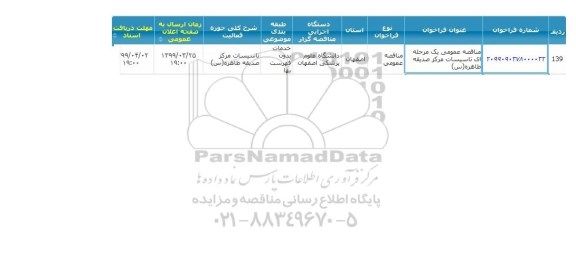 مناقصه,مناقصه  تاسیسات مرکز صدیقه طاهره (س)