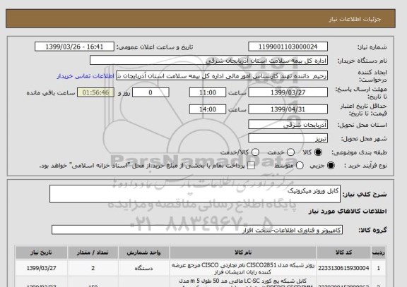 استعلام کابل وروتر میکروتیک