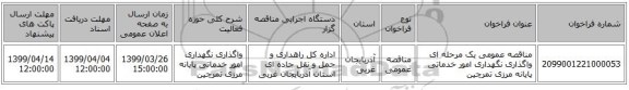 مناقصه عمومی یک مرحله ای واگذاری نگهداری امور خدماتی پایانه مرزی تمرچین