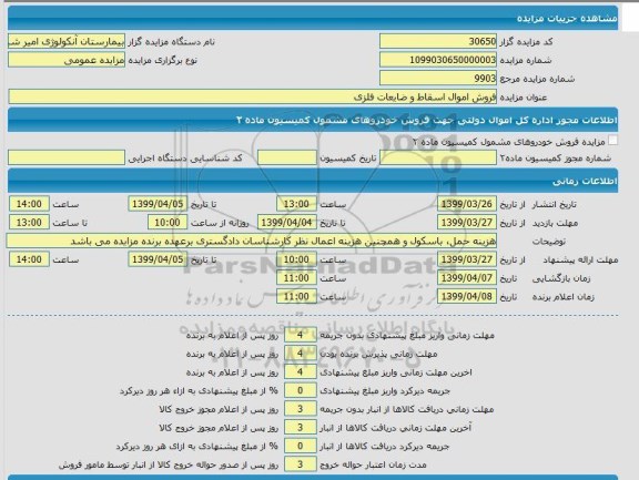 مزایده، مزایده فروش اموال اسقاط و ضایعات فلزی