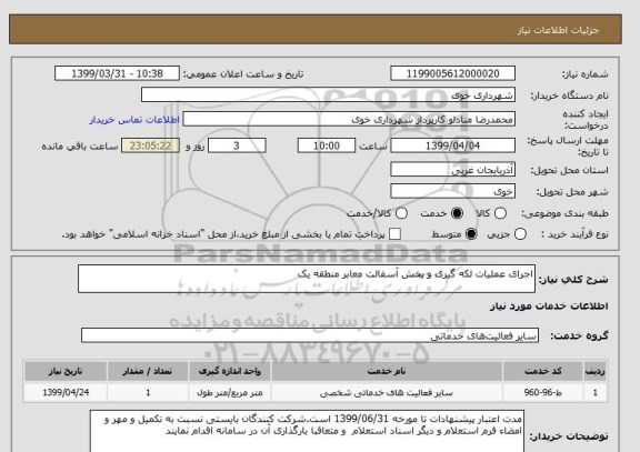 استعلام اجرای عملیات لکه گیری و پخش آسفالت معابر منطقه یک
