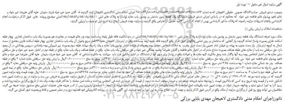 مزایده، مزایده فروش ششدانگ یک قطعه زمین مشتمل بر چندین باب مغازه (پاساژ) 