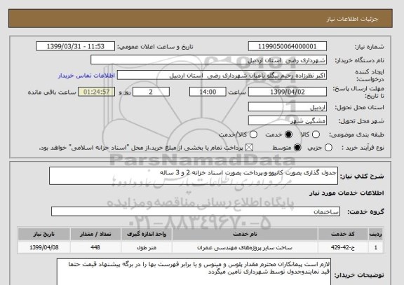 استعلام جدول گذاری بصورت کانیوو و پرداخت بصورت اسناد خزانه 2 و 3 ساله