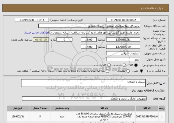 استعلام سینک و آبچکان
