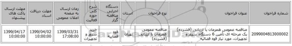 مناقصه عمومی همزمان با ارزیابی (فشرده) یک مرحله ای تأمین 6 دستگاه سرور و تجهیزات، مورد نیاز قوه قضائیه