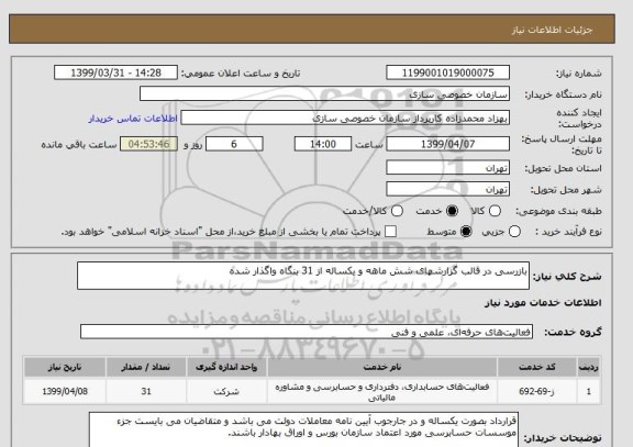 استعلام بازرسی در قالب گزارشهای شش ماهه و یکساله از 31 بنگاه واگذار شده