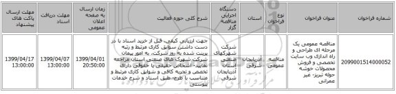 مناقصه عمومی یک مرحله ای طراحی و راه اندازی وب سایت تخصصی و فروش محصولات خوشه حوله تبریز- غیر عمرانی
