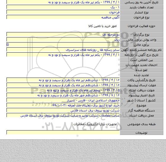 خرید انواع کنتور برق دیجیتال چند تعرفه ۴۱-۱-۱-۹۹