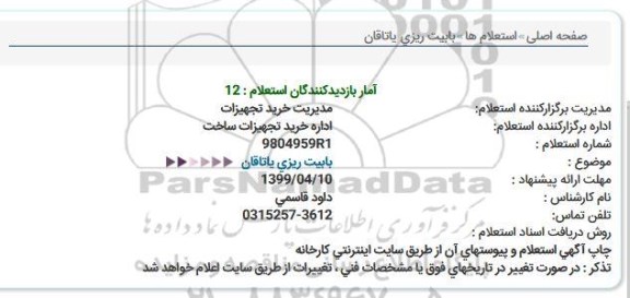 استعلام, استعلام بابیت ریزی یاتاقان