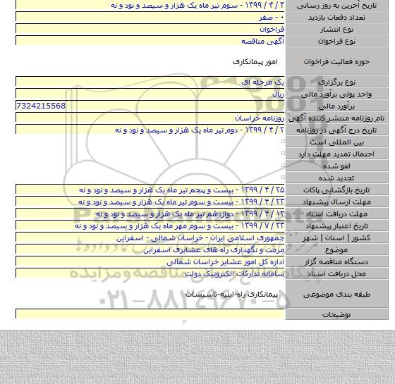 مرمت و نگهداری راه های عشایری اسفراین