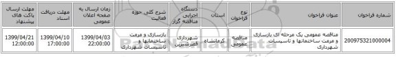 مناقصه عمومی یک مرحله ای بازسازی و مرمت ساختمانها و تاسیسات شهرداری 