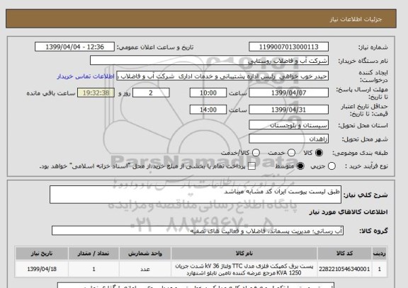 استعلام طبق لیست پیوست ایران کد مشابه میباشد