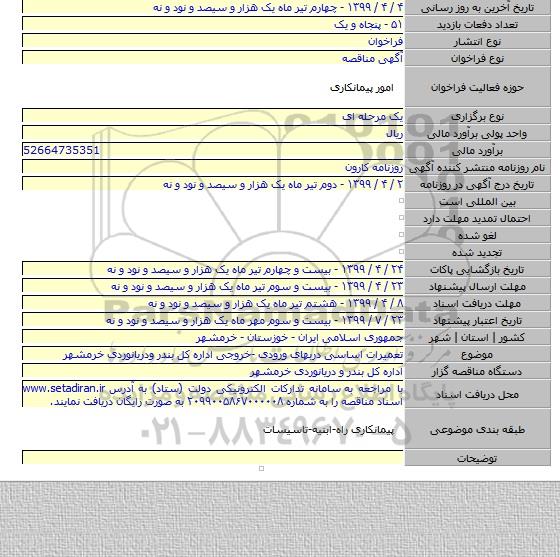 تعمیرات اساسی دربهای ورودی -خروجی اداره کل بندر ودریانوردی خرمشهر