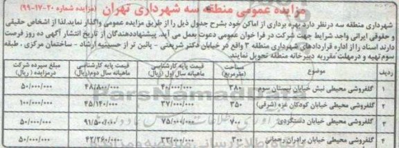 مزایده, مزایده  بهره برداری از اماکن 