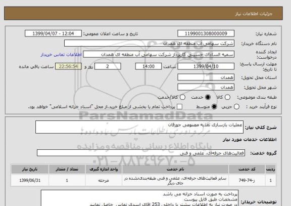 استعلام عملیات بازسازی تغذیه مصنوعی جورقان