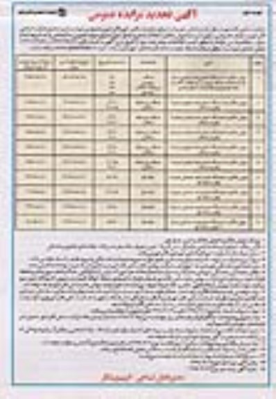 مزایده, مزایده فروش مالکیت املاک تجاری و خدماتی نوبت اول