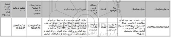 خرید خدمات مشاوره انجام مطالعات «جانمایی مراکز لجستیک در پهنههای بندری شش گانه (مصوب سند آمایش مراکز لجستیک کشور)»