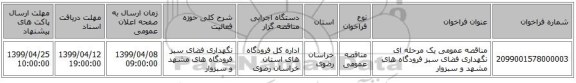 مناقصه عمومی یک مرحله ای نگهداری فضای سبز فرودگاه های مشهد و سبزوار
