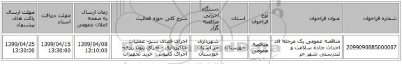 مناقصه عمومی یک مرحله ای احداث جاده سلامت و تندرستی شهر حر