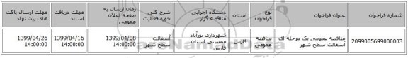 مناقصه عمومی یک مرحله ای آسفالت سطح شهر