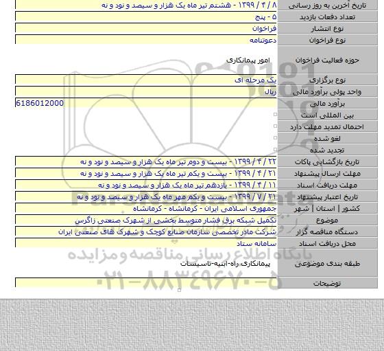 تکمیل  شبکه برق فشار متوسط بخشی از شهرک صنعتی زاگرس