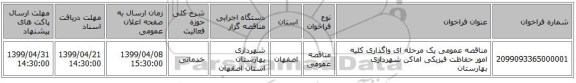 مناقصه عمومی یک مرحله ای واگذاری کلیه امور حفاظت فیزیکی اماکن شهرداری بهارستان 