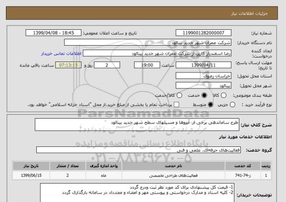 استعلام طرح ساماندهی برخی از  آبروها و مسیلهای سطح شهر جدید بینالود