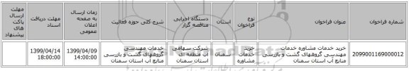 خرید خدمات مشاوره خدمات مهندسی گروههای گشت و بازرسی منابع آب استان سمنان