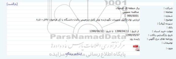 مناقصه تجهیزات نگهدارنده تونل