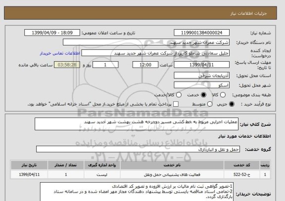 استعلام عملیات اجرایی مربوط به خط کشی مسیر دوچرخه هشت بهشت شهر جدید سهند