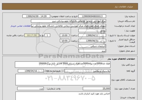 استعلام ظرف غذا5000عدد پیاله5000عددظرف بستنی5000 قاشق یکبار بزرگ100000