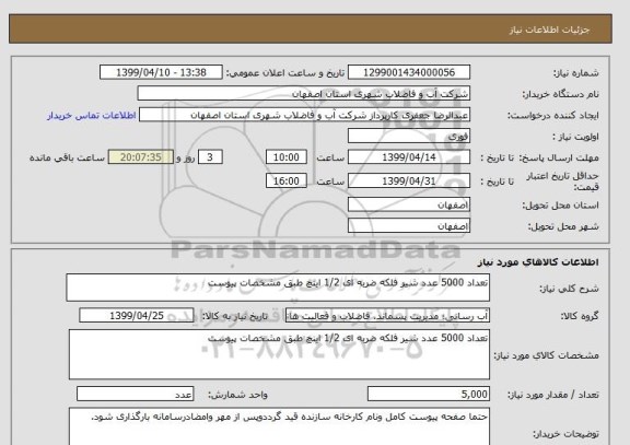 استعلام تعداد 5000 عدد شیر فلکه ضربه ای 1/2 اینچ طبق مشخصات پیوست