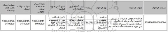 مناقصه عمومی همزمان با ارزیابی (فشرده) یک مرحله ای تکمیل اسکلت بتنی و تاسیسات مخزن امن موزه منطقه ای هگمتانه همدان