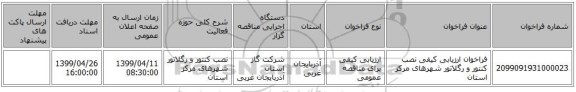 فراخوان ارزیابی کیفی نصب کنتور و رگلاتور شهرهای مرکز استان