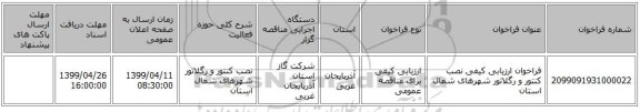 فراخوان ارزیابی کیفی نصب کنتور و رگلاتور شهرهای شمال استان