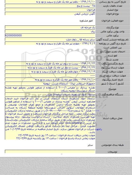 نقشه برداری در مقیاس ۲۰۰۰/۱ با استفاده از تصاویر هوایی بمنظور تهیه نقشه حدنگار شهرستان ارومیه رشکان