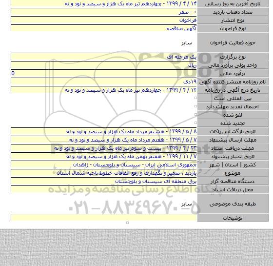 بازدید ، تعمیر و نگهداری و رفع اتفاقات خطوط ناحیه شمال استان