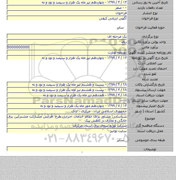 شناسایی مشاور برای انجام خدمات اجرایی طرح افزایش مشارکت مشترکین برق خانگی و تجاری در کاهش پیک