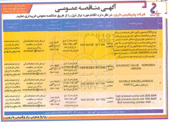 مناقصه، مناقصه خرید چراغ LED به صورت آویز و... - نوبت دوم