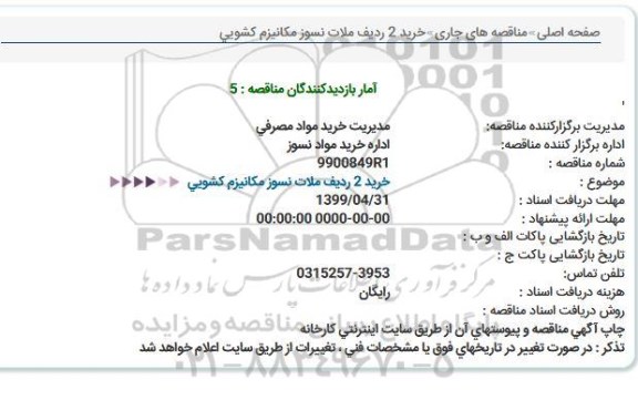 مناقصه خرید 2 ردیف ملات نسوز مکانیزم کشویی  