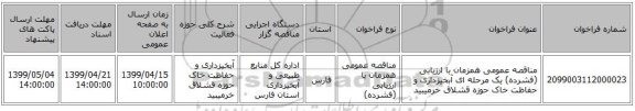 مناقصه عمومی همزمان با ارزیابی (فشرده) یک مرحله ای آبخیزداری و حفاظت خاک حوزه قشلاق خرمیبید