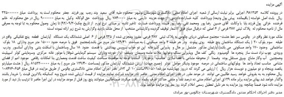مزایده، مزایده فروش پلاک ثبتی 387 فرعی از 6 اصلی