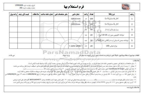 استعلام, استعلام کانال پلاستیکی (داکت)... 