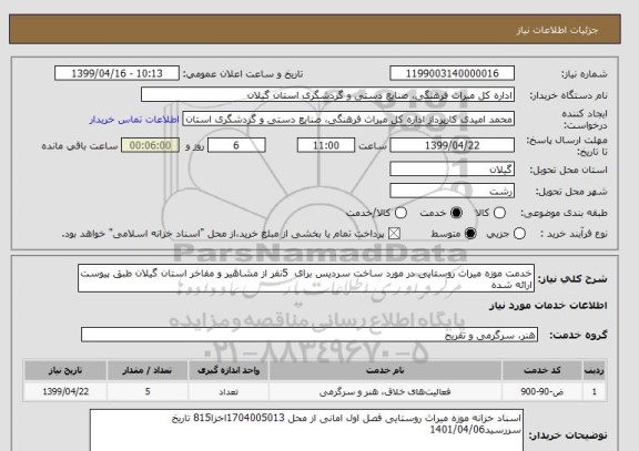 استعلام خدمت موزه میراث روستایی در مورد ساخت سردیس برای  5نفر از مشاهیر و مفاخر استان گیلان طبق پیوست ارائه شده