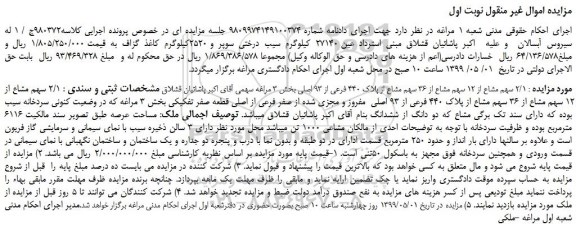 مزایده، مزایده فروش 2/1 سهم مشاع از 12 سهم مشاع از 36 سهم مشاع از پلاک 440 فرعی از 93 اصلی 