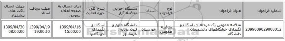 مناقصه عمومی یک مرحله ای اسکان و نگهداری خوابگاههای دانشجویان دانشگاه